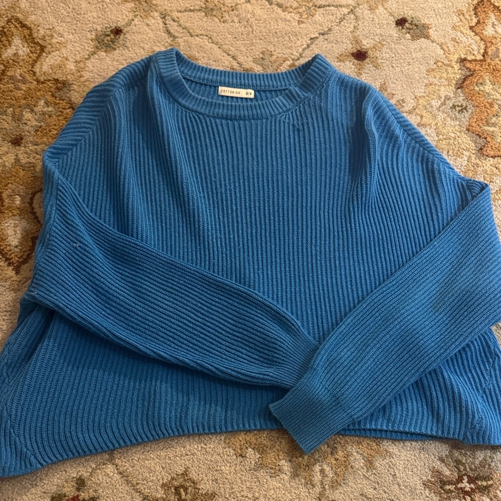 Cotton On Blue Ribbed Crew Neck Sweater